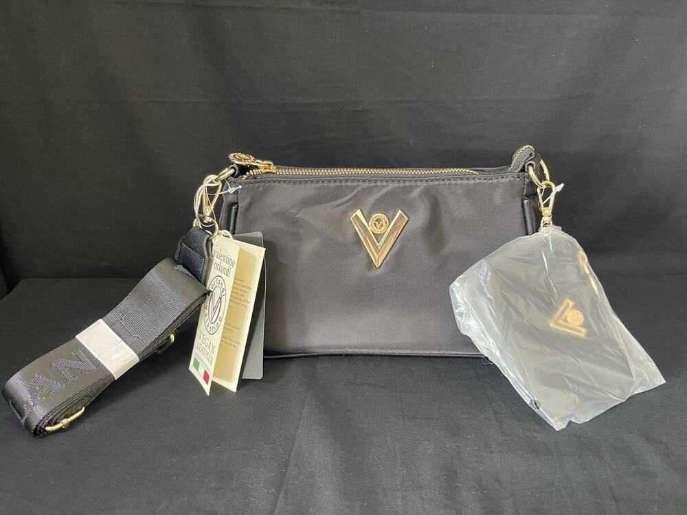 Valentino Orlandi Black Nylon Crossbody Handbag and Wallet/Coin Pouch Set NWT
